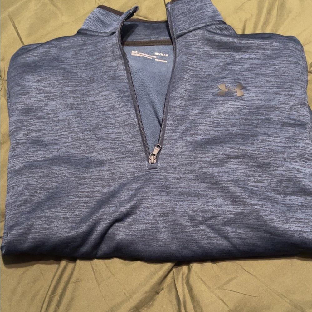 Under Armour Blue Heathered Zip Up Sweater with Performance Fabric